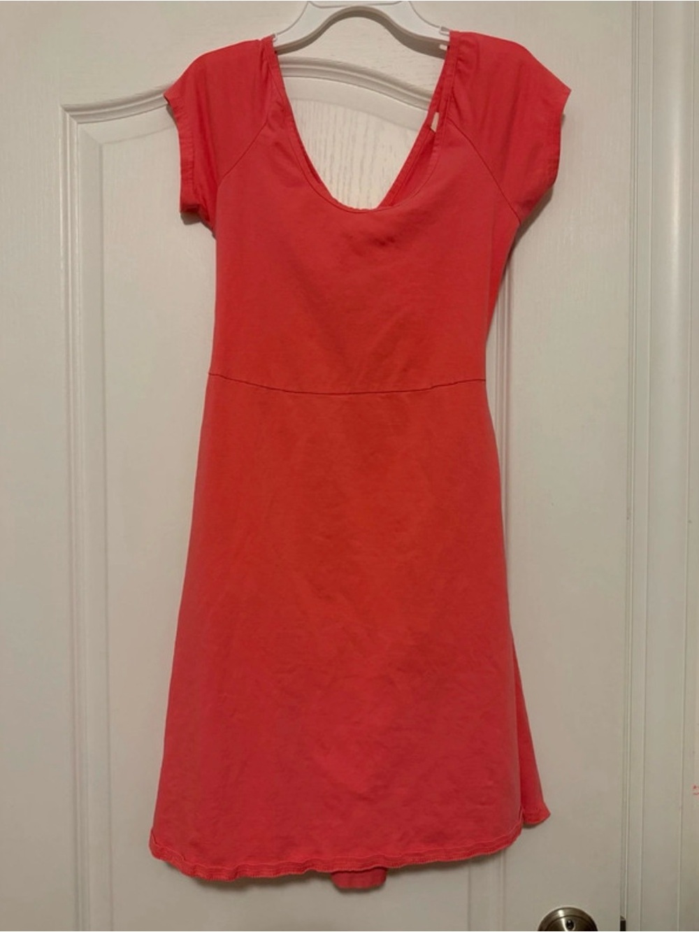 Coral Scoop-Neck Mini Dress